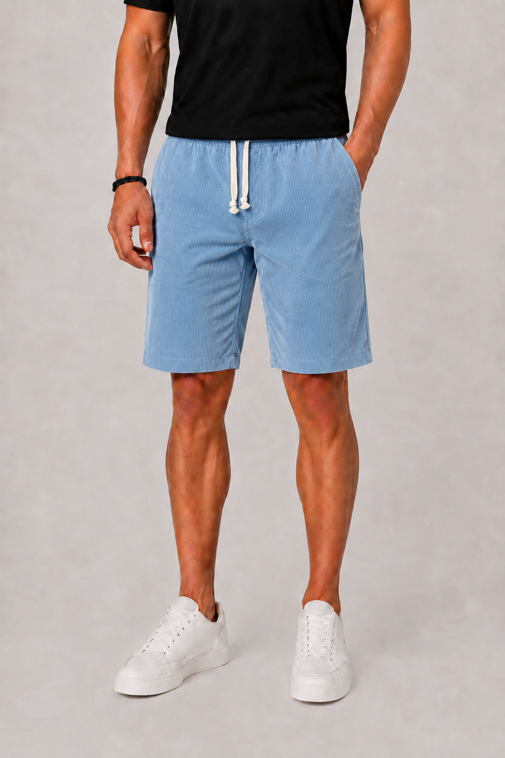 Men's Striped Shorts with Drawstring Waist