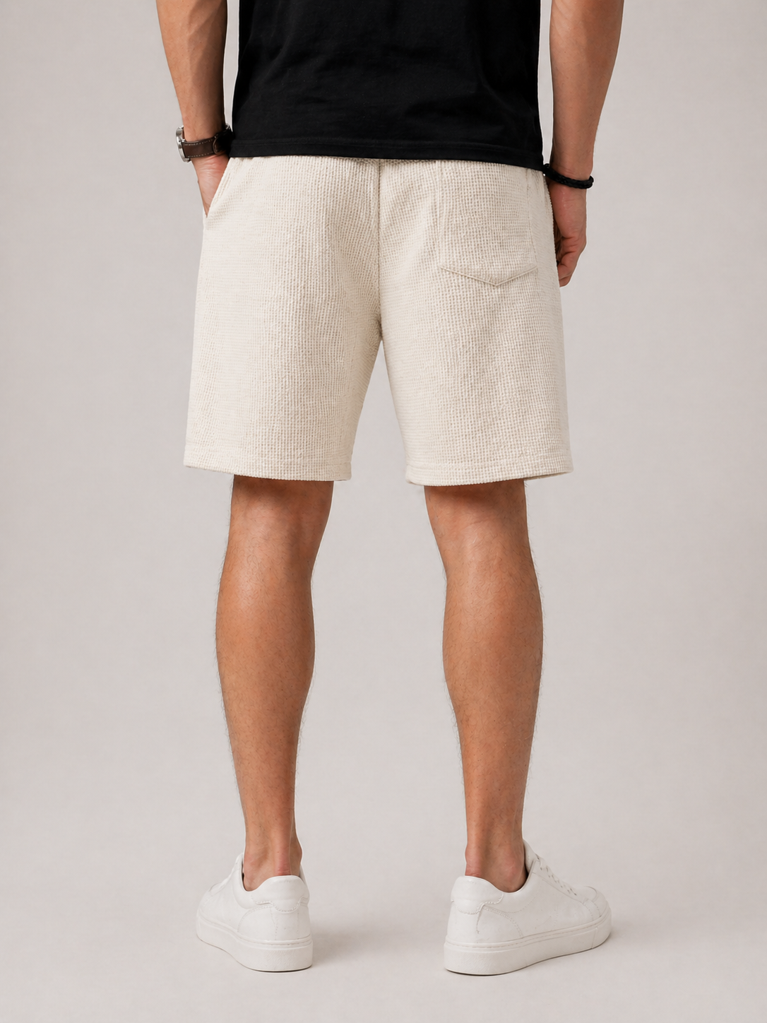Men's Textured Drawstring Shorts with Relaxed Fit