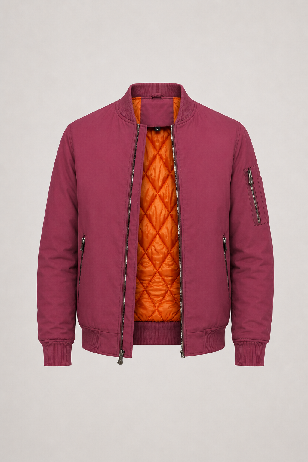 Men's Oversized Bomber Jacket with Full Zip