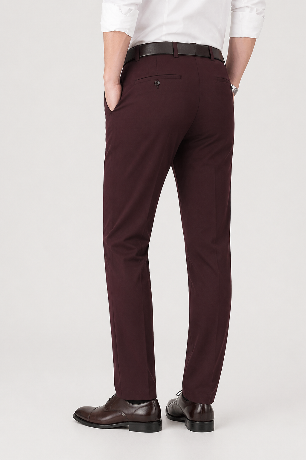 Men's Stretch Trousers with Elasticated Waist and Classic Cut