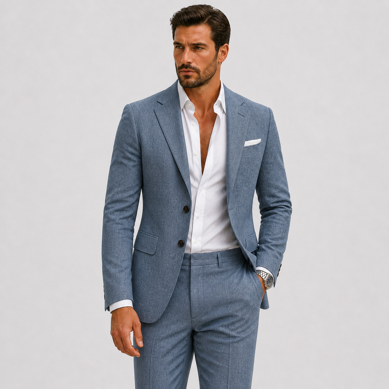 Men's Slim-Fit Linen Suit for Summer