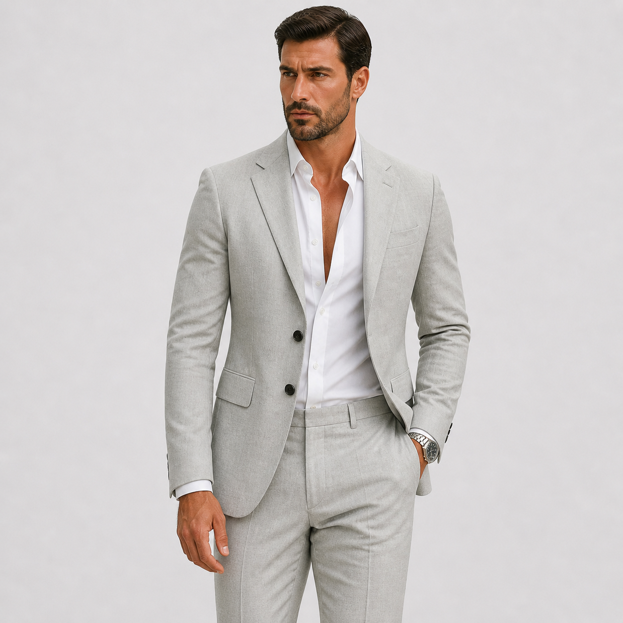 Men's Slim-Fit Linen Suit for Summer
