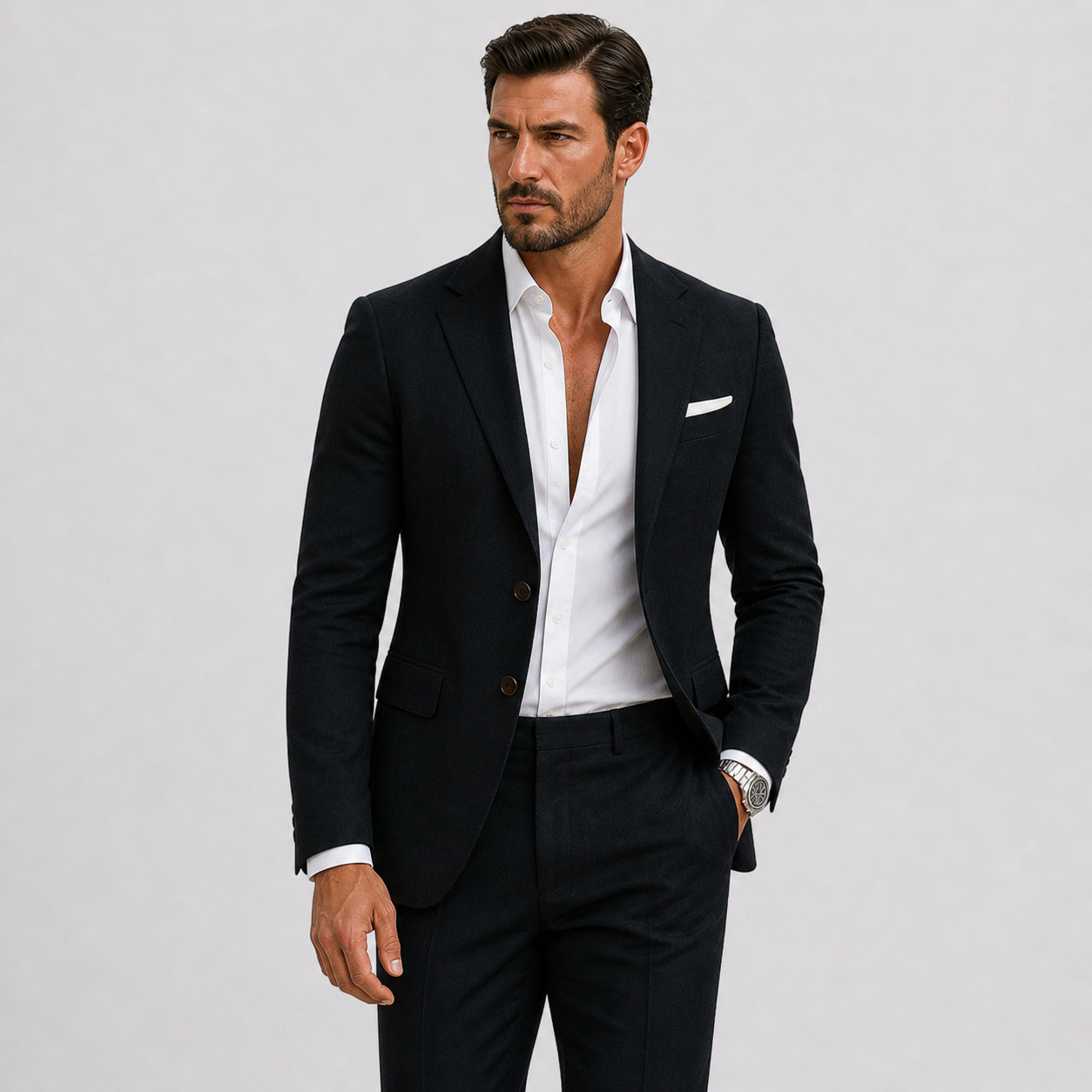 Men's Slim-Fit Linen Suit for Summer
