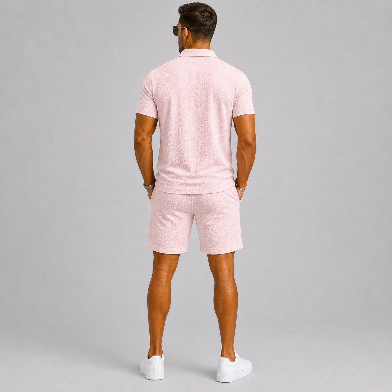 Men's Jacquard Shirt and Shorts Summer Set