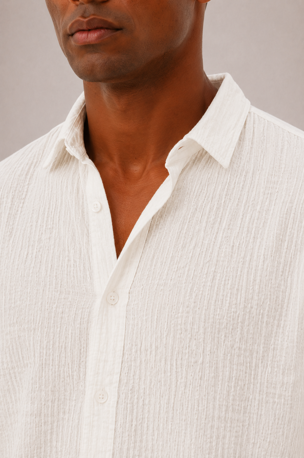 Men's Textured Cotton Shirt with Classic Fit