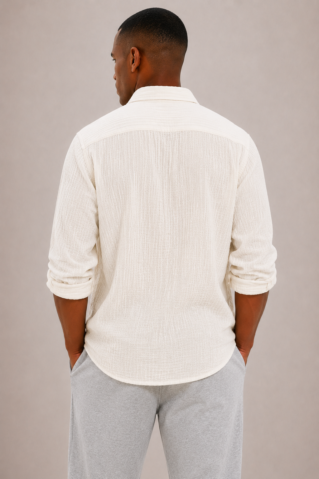 Men's Textured Cotton Shirt with Classic Fit