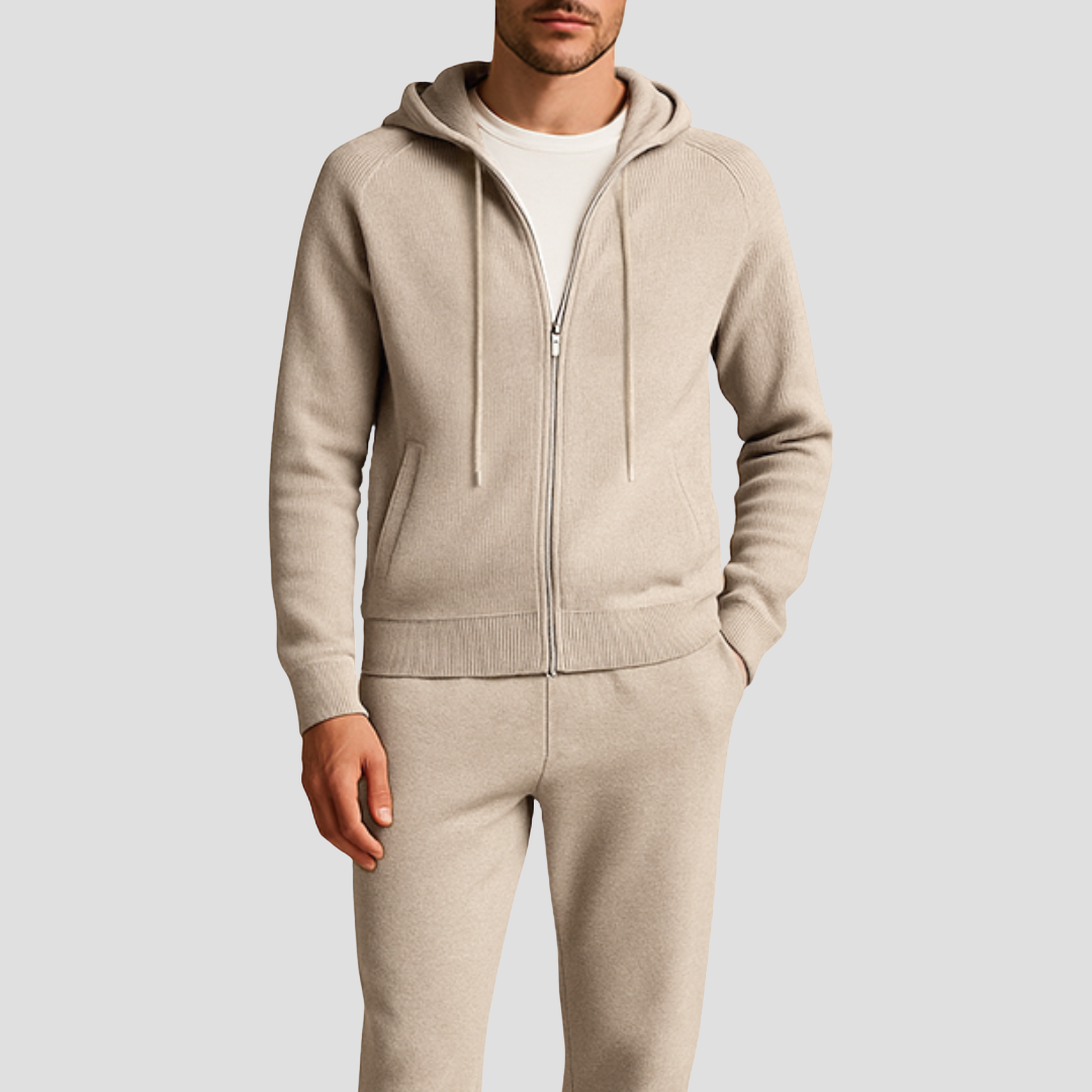 Men's Wool Loungewear Set, Zip Hoodie and Joggers