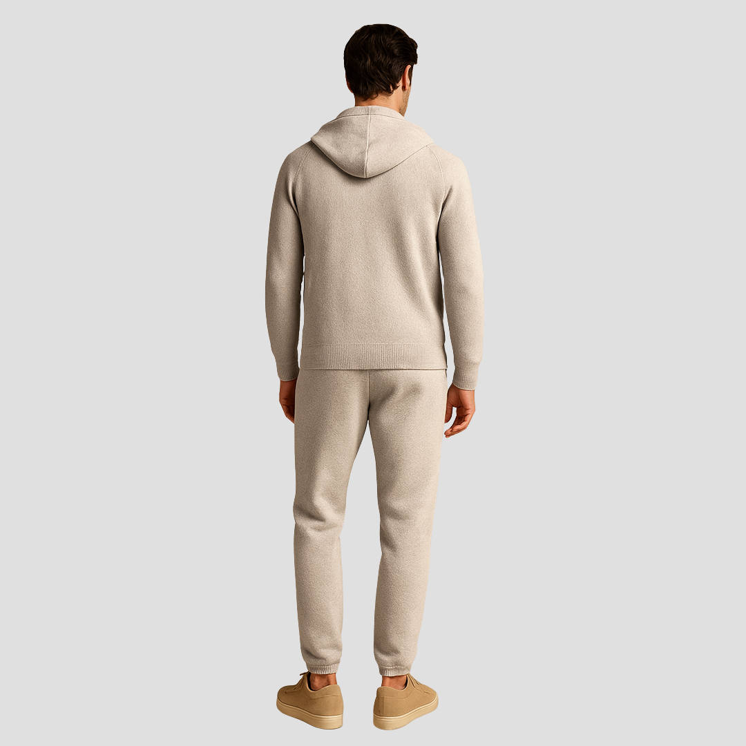 Men's Wool Loungewear Set, Zip Hoodie and Joggers