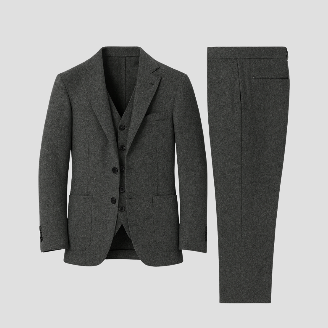 Men's Three-Piece Slim Fit Suit with Matching Waistcoat