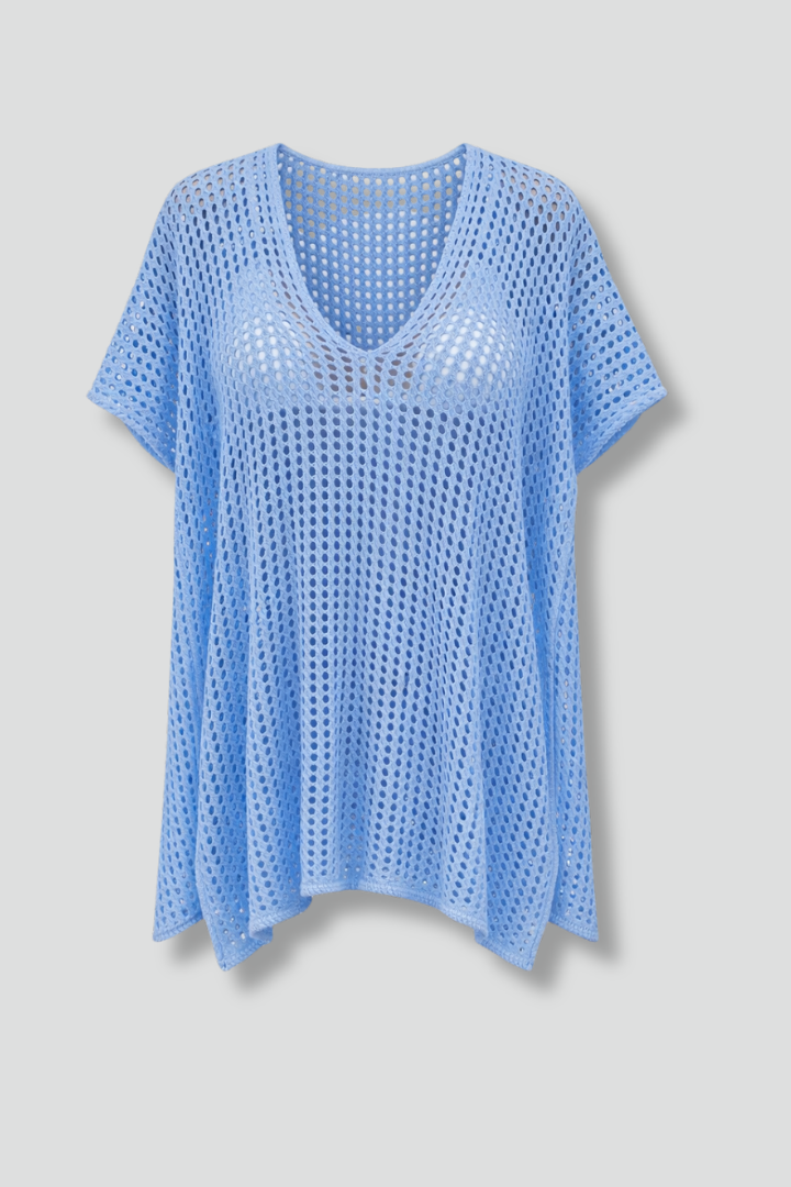 Women’s Beach Cover-Up with V-Neck and Short Sleeves