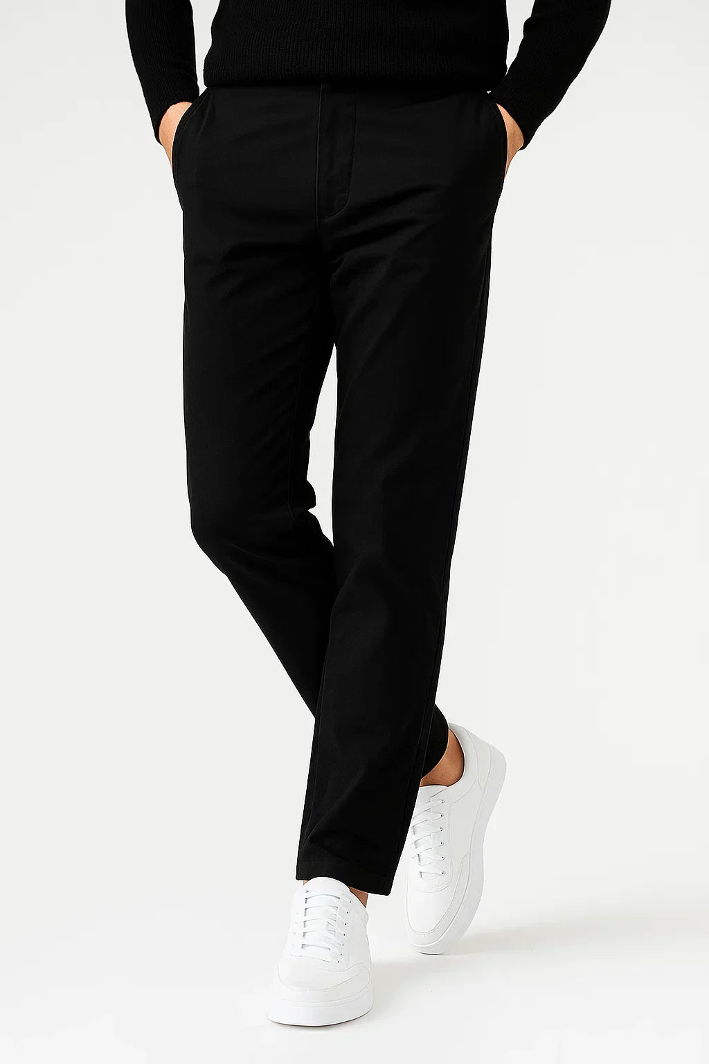 Men's Khaki Cotton Stretch Chinos, Straight Fit
