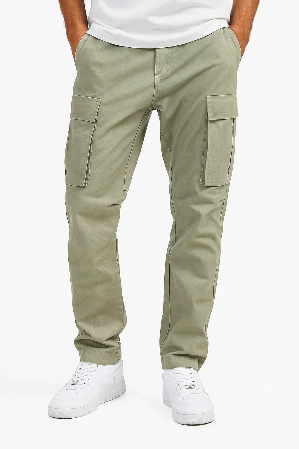 Men's Cotton Cargo Trousers with Elasticated Waist, Loose Fit