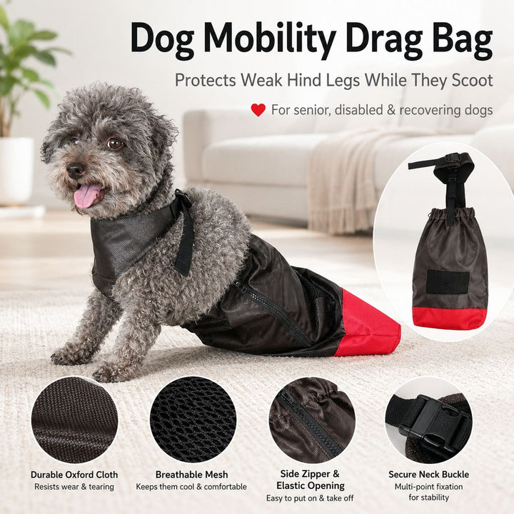 Dog Mobility Drag Bag for Indoor Scooting | Hind Leg Protection for Senior & Disabled Dogs