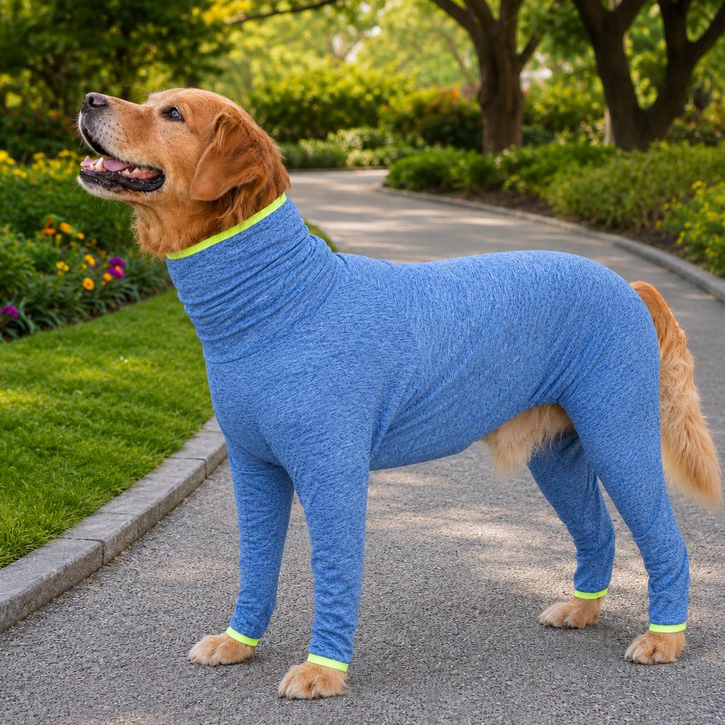 Large Dog Full-Body Suit for Indoor Wear | Stretch 4-Leg Coverall