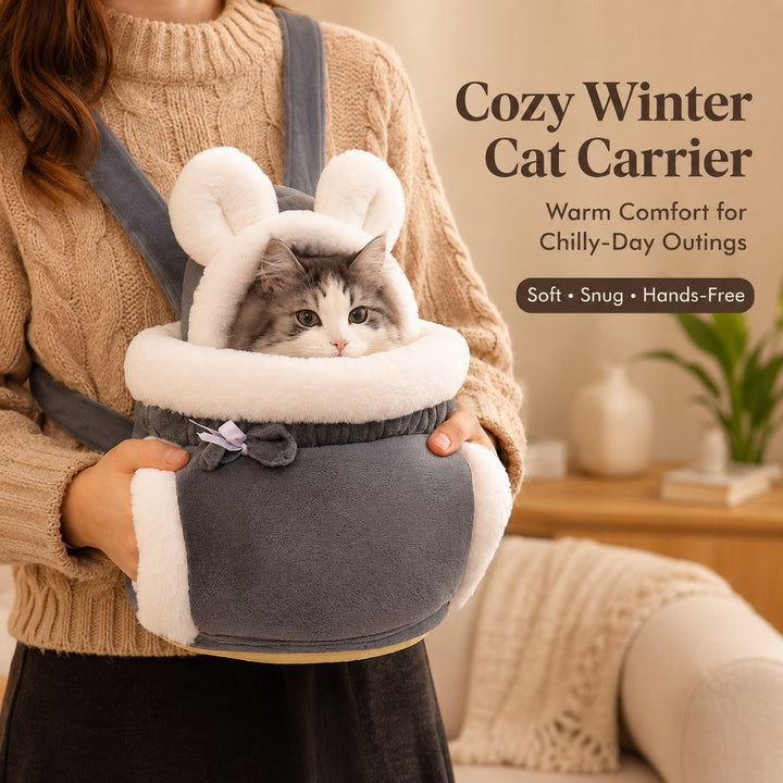 Winter Warm Cat Carrier Backpack for Cold-Weather Outings