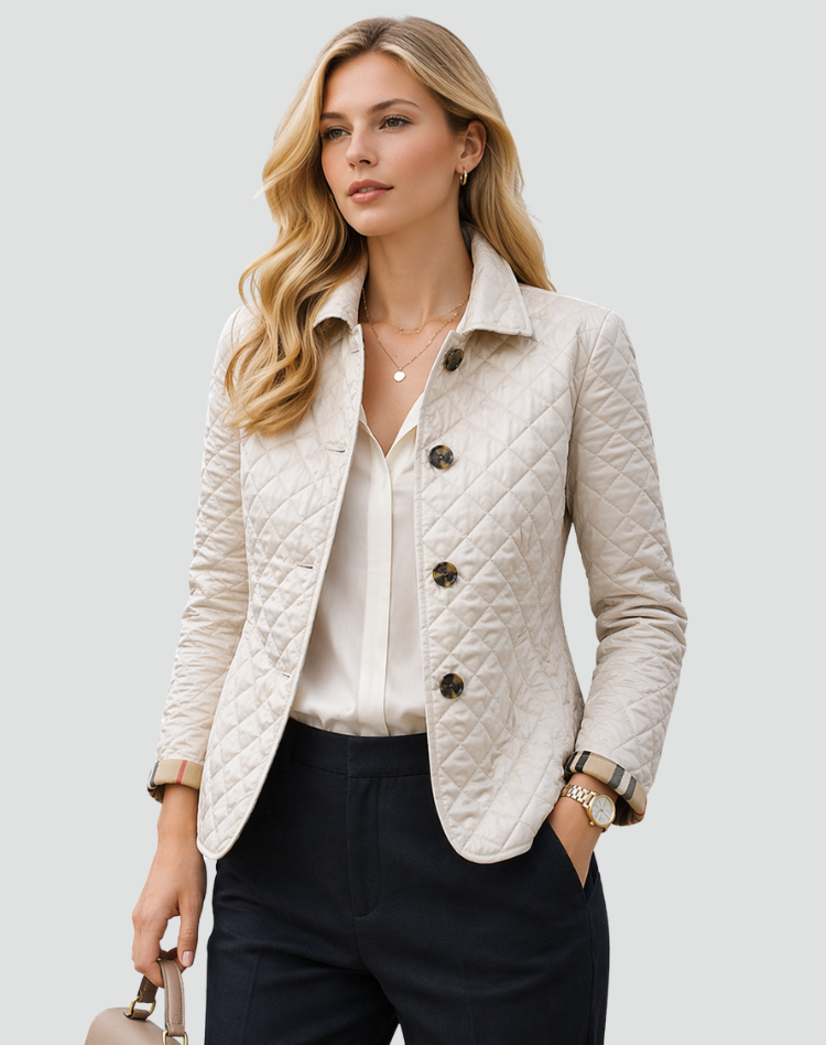 Women's Button-Front Padded Jacket for Layering in White