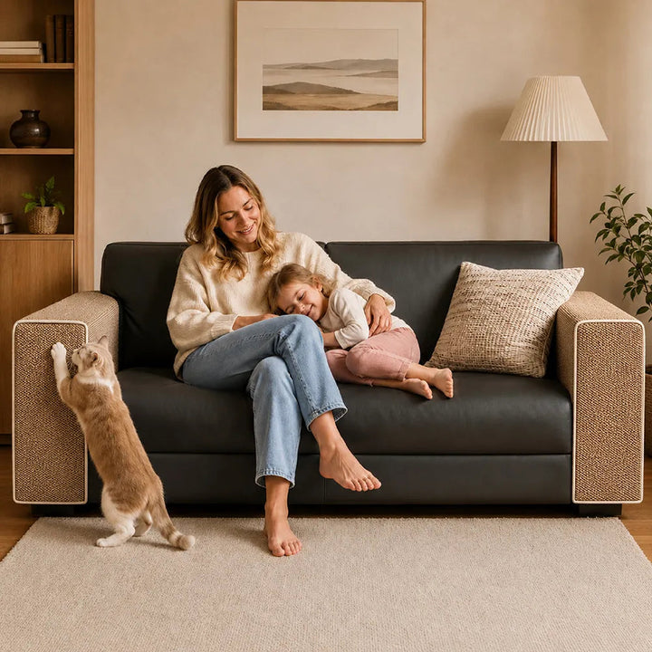 Scratch Resistant Sofa Armrest Cover for Cats with Adjustable Fit up to 30cm