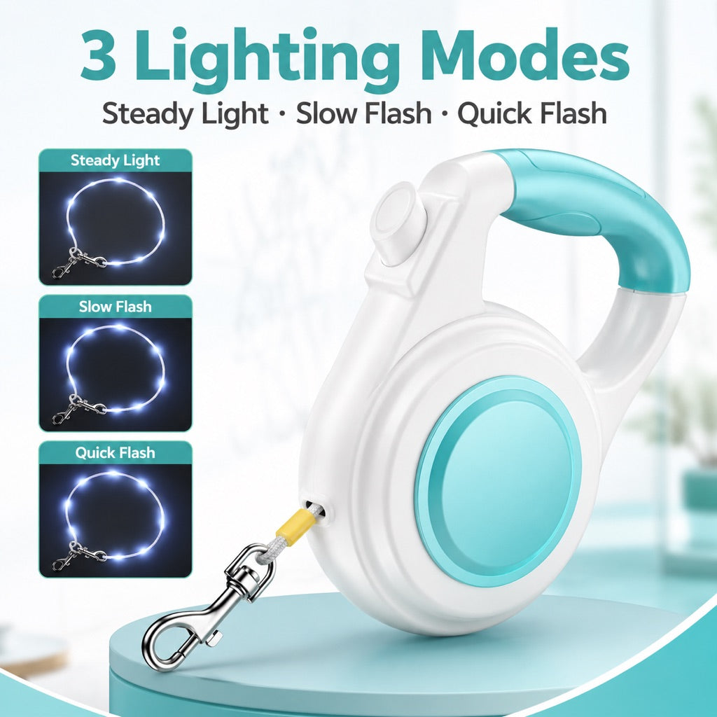 Rechargeable Light-Up Retractable Dog Leash for Night Walks
