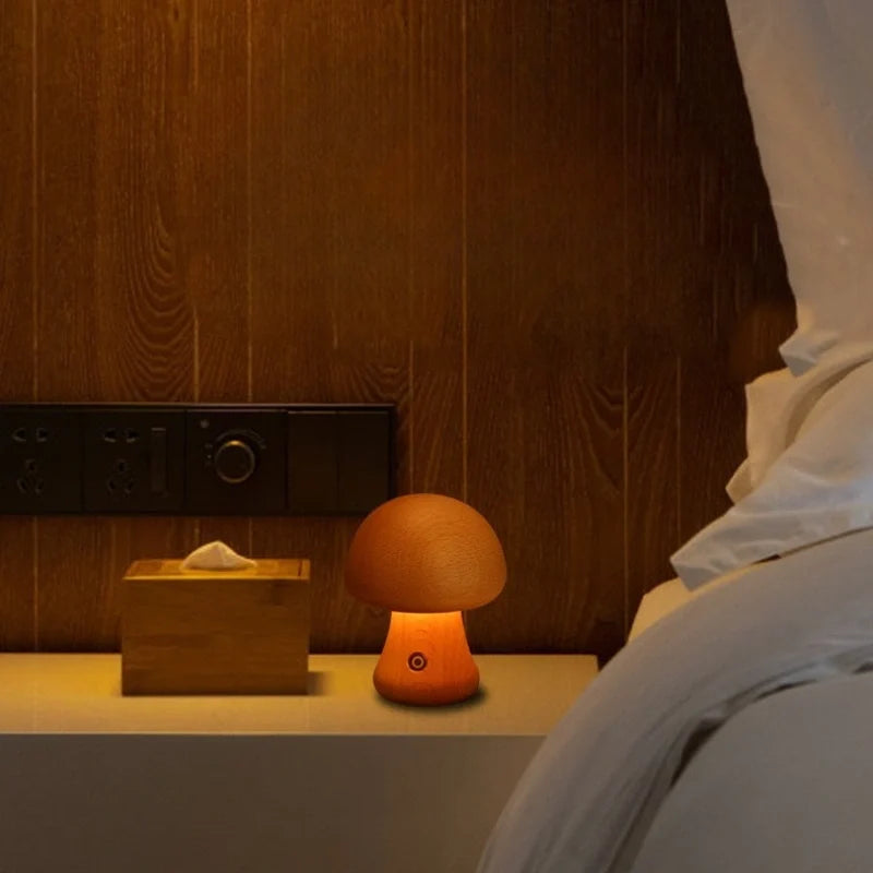 Wooden Table Lamp | Solid Wood Craftsmanship, Cordless & Rechargeable