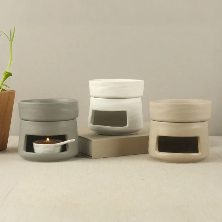 Ceramic Diffuser | Dual-Chamber Functionality, Serene Candle Glow