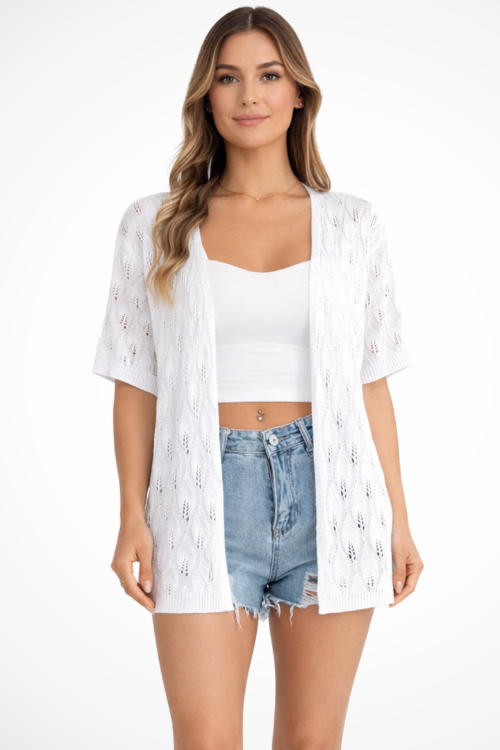 Women's Oversized Ribbed Cardigan for Everyday Wear in White
