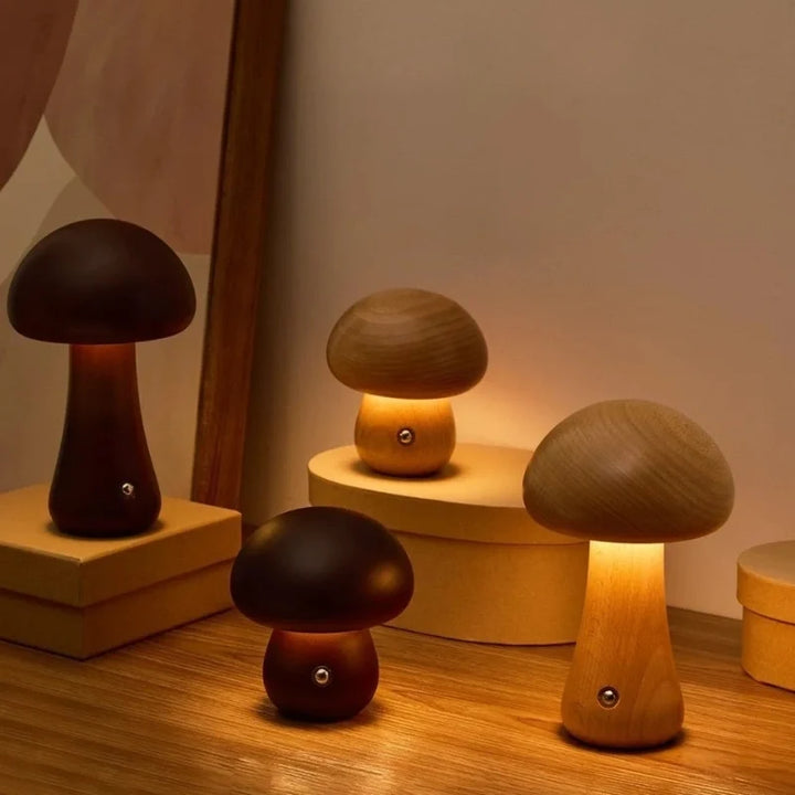 Wooden Table Lamp | Solid Wood Craftsmanship, Cordless & Rechargeable