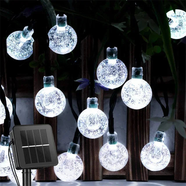 Crystal Globe Solar LED String Lights - 8 Lighting Modes, IP65