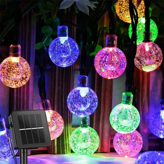 Crystal Globe Solar LED String Lights - 8 Lighting Modes, IP65