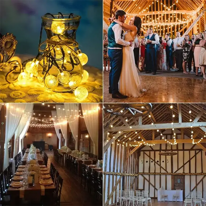 Crystal Globe Solar LED String Lights - 8 Lighting Modes, IP65