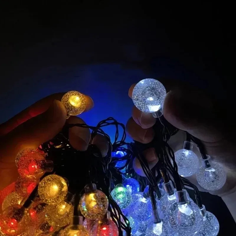 Crystal Globe Solar LED String Lights - 8 Lighting Modes, IP65