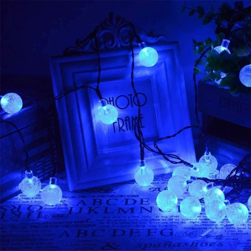 Crystal Globe Solar LED String Lights - 8 Lighting Modes, IP65