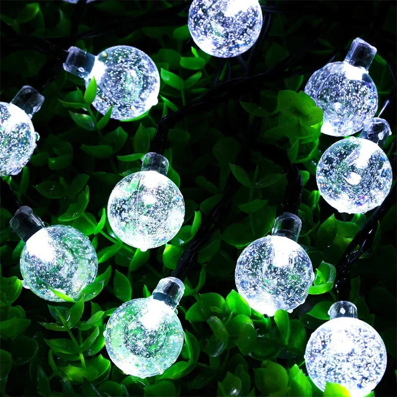 Crystal Globe Solar LED String Lights - 8 Lighting Modes, IP65