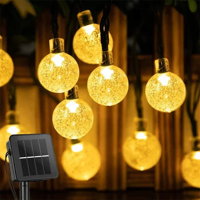 Crystal Globe Solar LED String Lights - 8 Lighting Modes, IP65