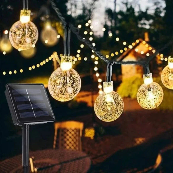 Crystal Globe Solar LED String Lights - 8 Lighting Modes, IP65