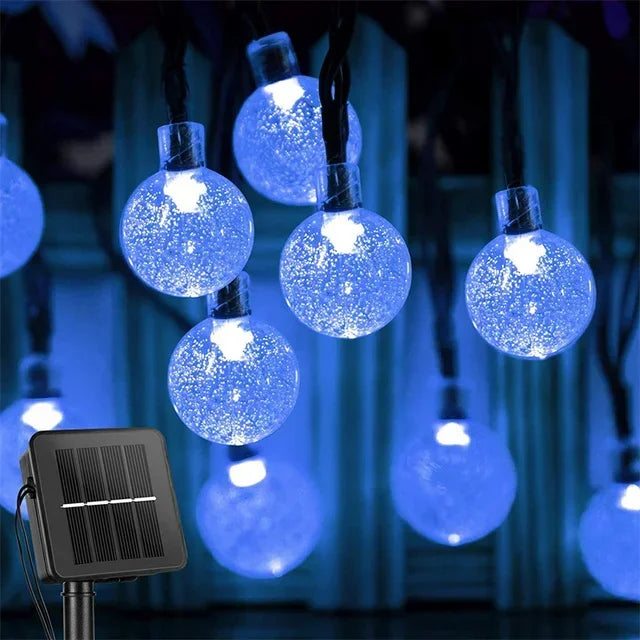 Crystal Globe Solar LED String Lights - 8 Lighting Modes, IP65