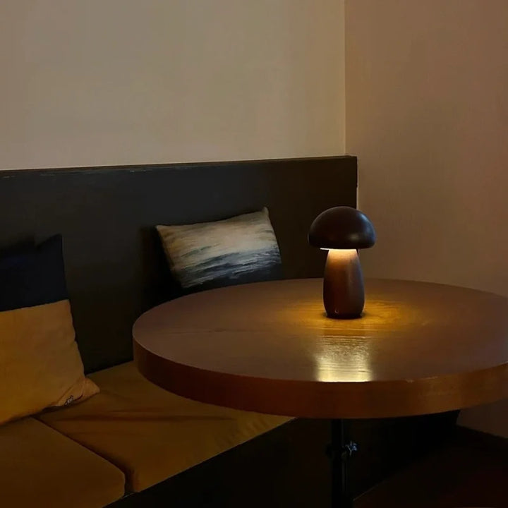 Wooden Table Lamp | Solid Wood Craftsmanship, Cordless & Rechargeable
