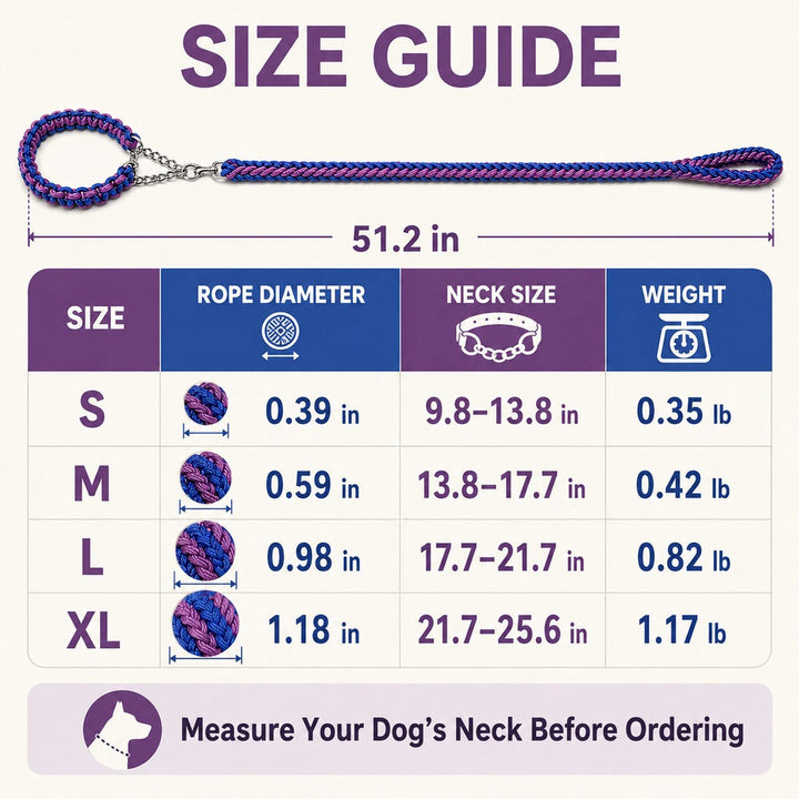 Heavy-Duty Braided Dog Leash with Chain-Control Collar for Strong Pullers