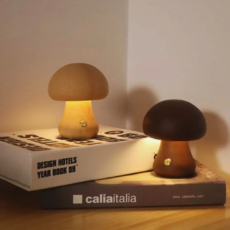 Wooden Table Lamp | Solid Wood Craftsmanship, Cordless & Rechargeable