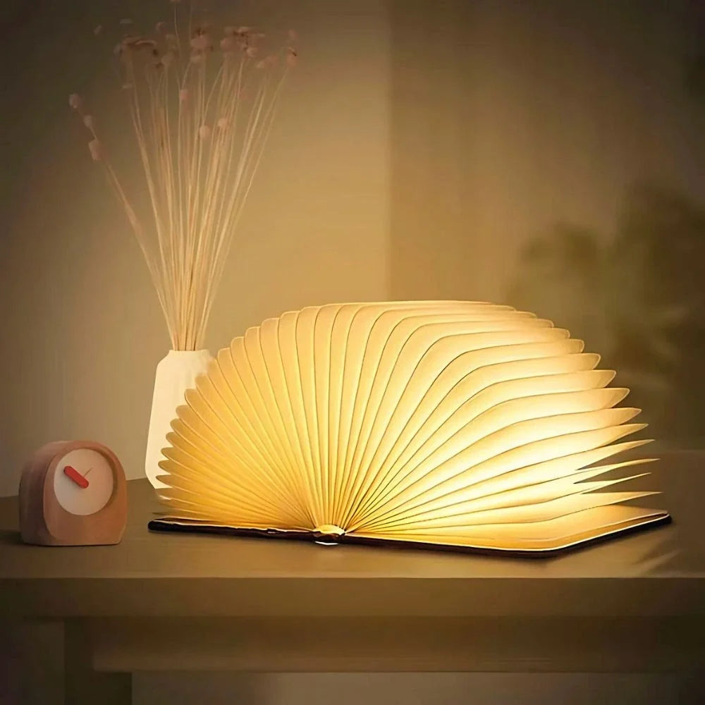 Folding Wooden Book Lamp | Rechargeable Foldable Night Light