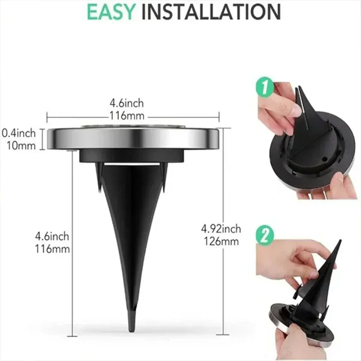 8/20 LED Solar Ground Lights - Stainless Steel, IP65 Waterproof, Auto