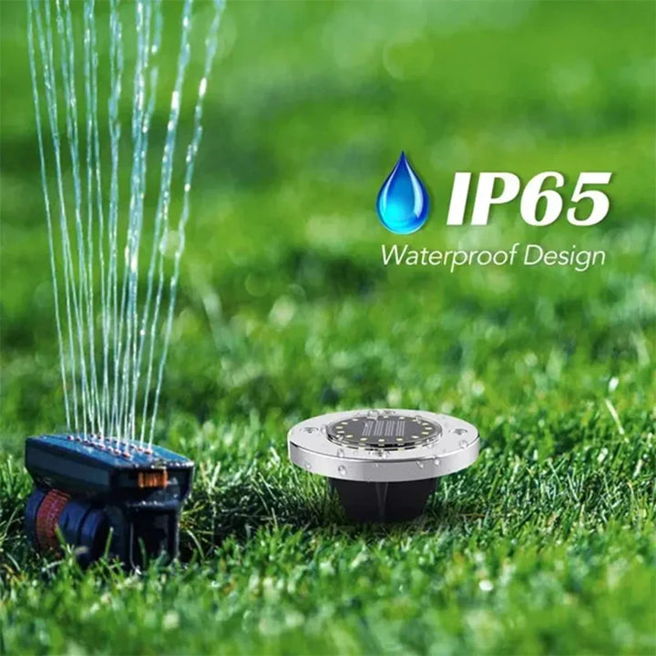 8/20 LED Solar Ground Lights - Stainless Steel, IP65 Waterproof, Auto