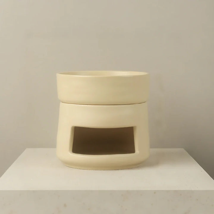 Ceramic Diffuser | Dual-Chamber Functionality, Serene Candle Glow