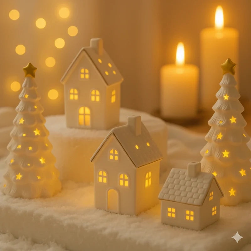 Ceramic Christmas Village | Handcrafted Light-Up Houses