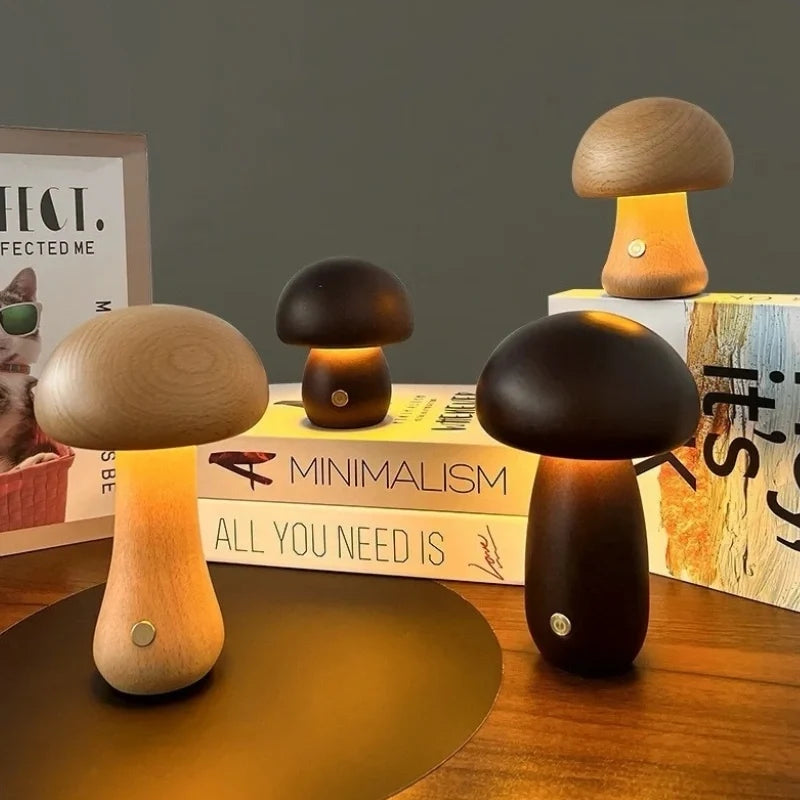Wooden Table Lamp | Solid Wood Craftsmanship, Cordless & Rechargeable