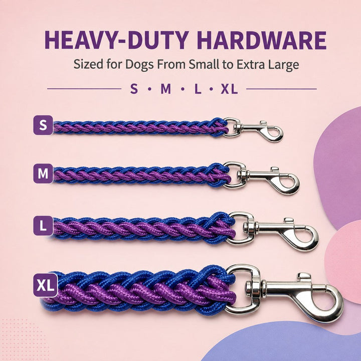 Heavy-Duty Braided Dog Leash with Chain-Control Collar for Strong Pullers