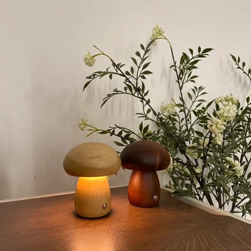 Wooden Table Lamp | Solid Wood Craftsmanship, Cordless & Rechargeable