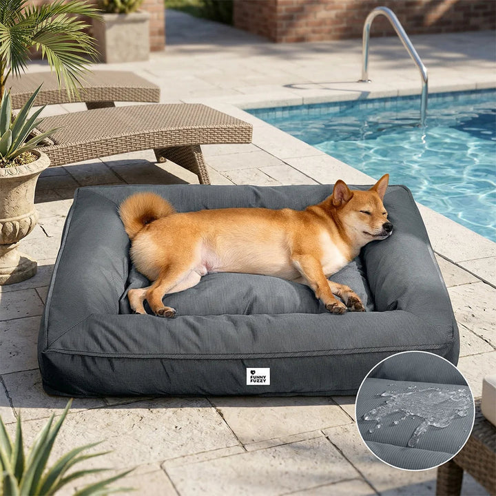 Large Dog Bed with Orthopedic Cushion and Waterproof Scratch Resistant Fabric