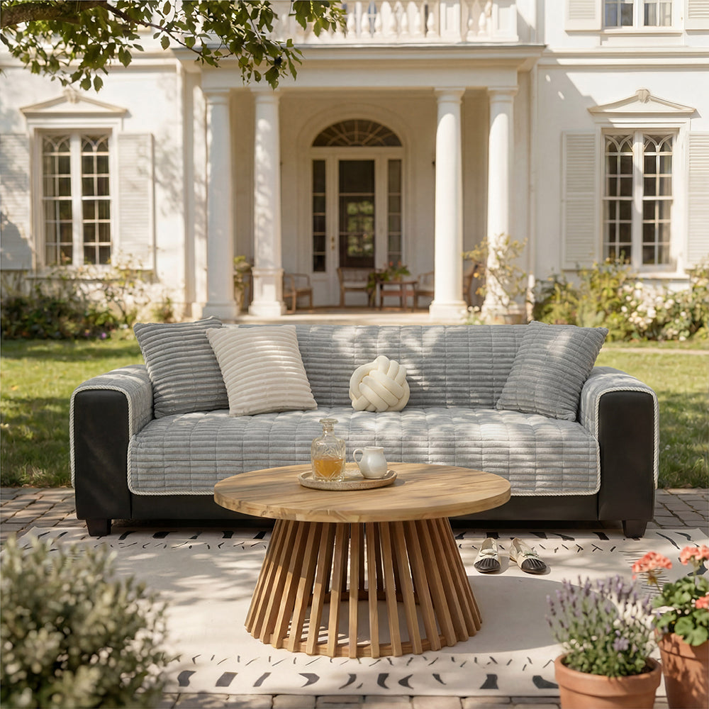 Waterproof One Piece Flannel Sofa Cover with Non Slip Backing and Washable Design