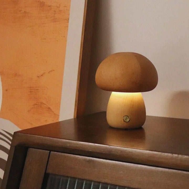 Wooden Table Lamp | Solid Wood Craftsmanship, Cordless & Rechargeable