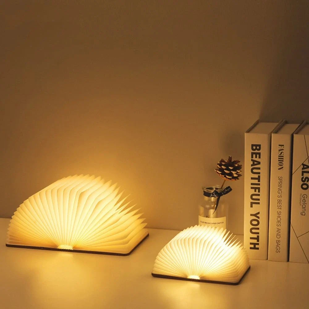 Folding Wooden Book Lamp | Rechargeable Foldable Night Light